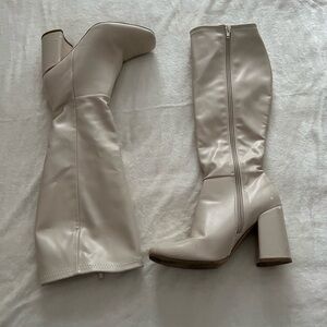 White Fox Boutique Cream Heeled Boots